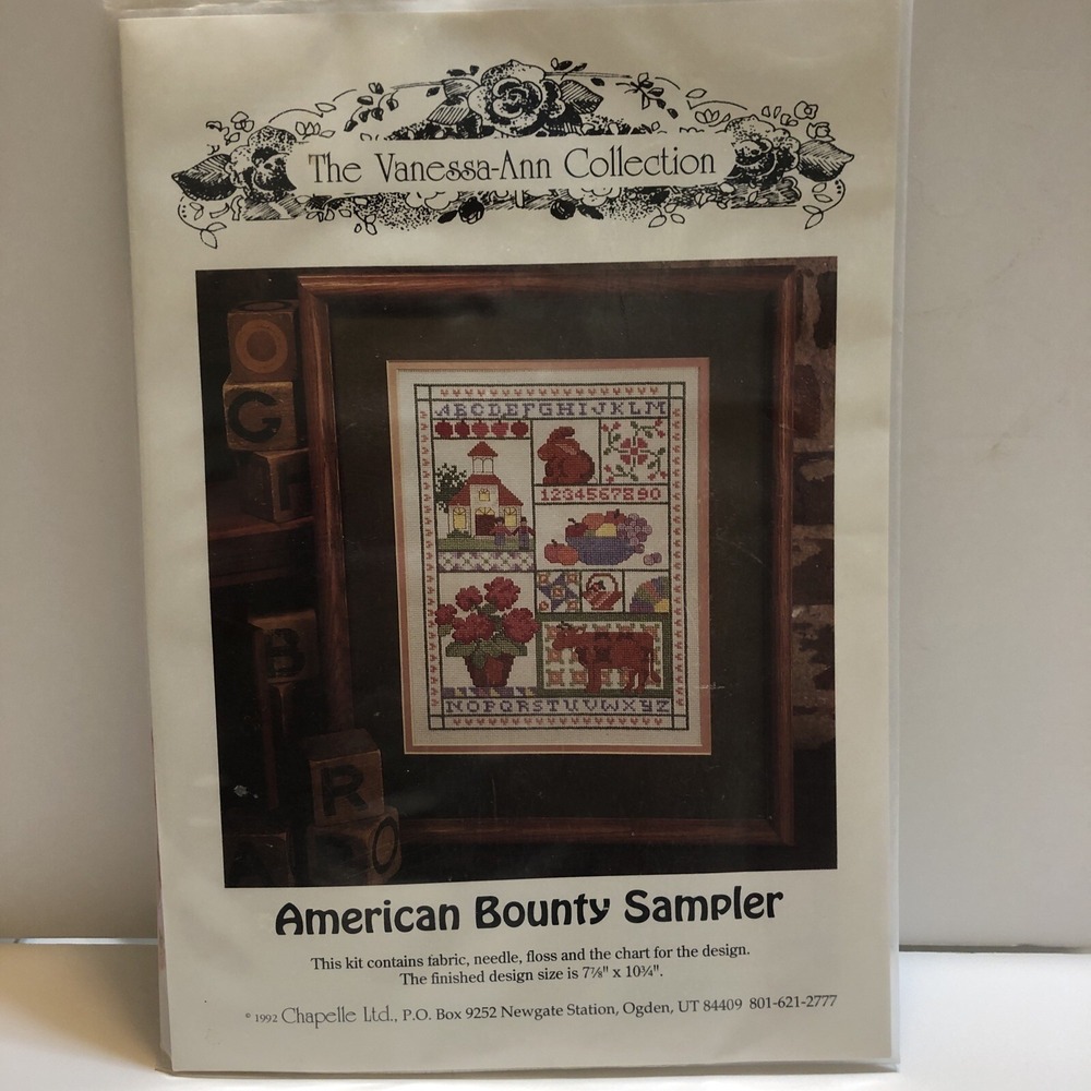 Cross Stitch Kit The Vanessa-Ann Collection American Bounty Sampler New 1992 VTG